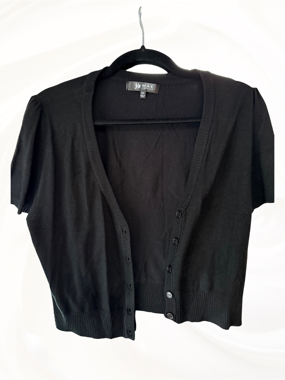NEW black short sleeve button front cropped cardigan